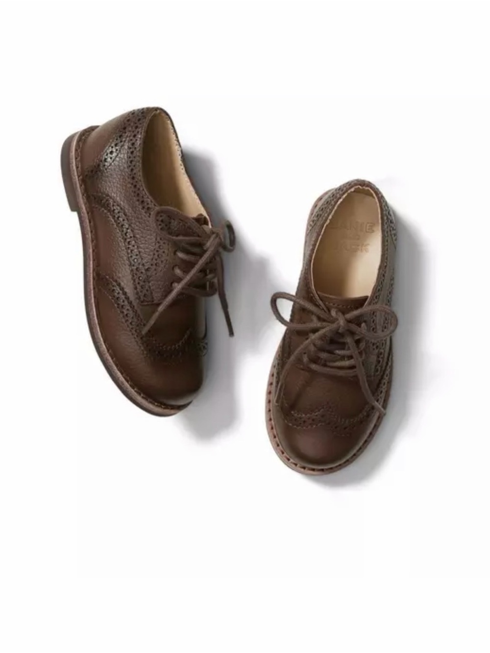 Janie and Jack Brown Leather Brogue Lace-Up Shoes